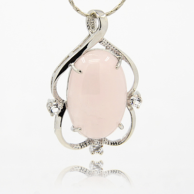 PandaHall Natural Rose Quartz Pendants, with Brass Rhinestone Findings, Oval, Platinum, 48x31x9mm, Hole: 4x6mm Rose Quartz Oval Pink