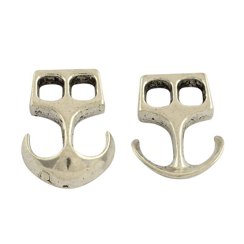 PandaHall Tibetan Style Alloy Hook Clasps, For Leather Cord Bracelets Making, Anchor, Cadmium Free & Nickel Free & Lead Free, Antique Silver...