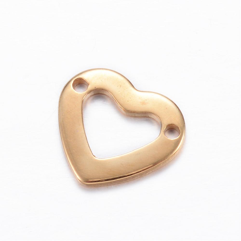 PandaHall 304 Stainless Steel Links, Heart, Golden, 10x11x1mm, Hole: 1mm Stainless Steel Heart