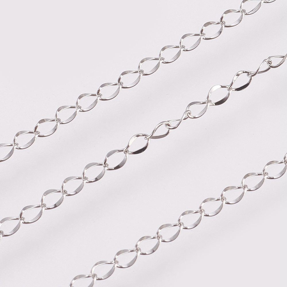 PandaHall 304 Stainless Steel Twisted Chain Curb Chains, with Spool, Soldered, Stainless Steel Color, 3x2x0.7mm; about 10m/roll Stainless...