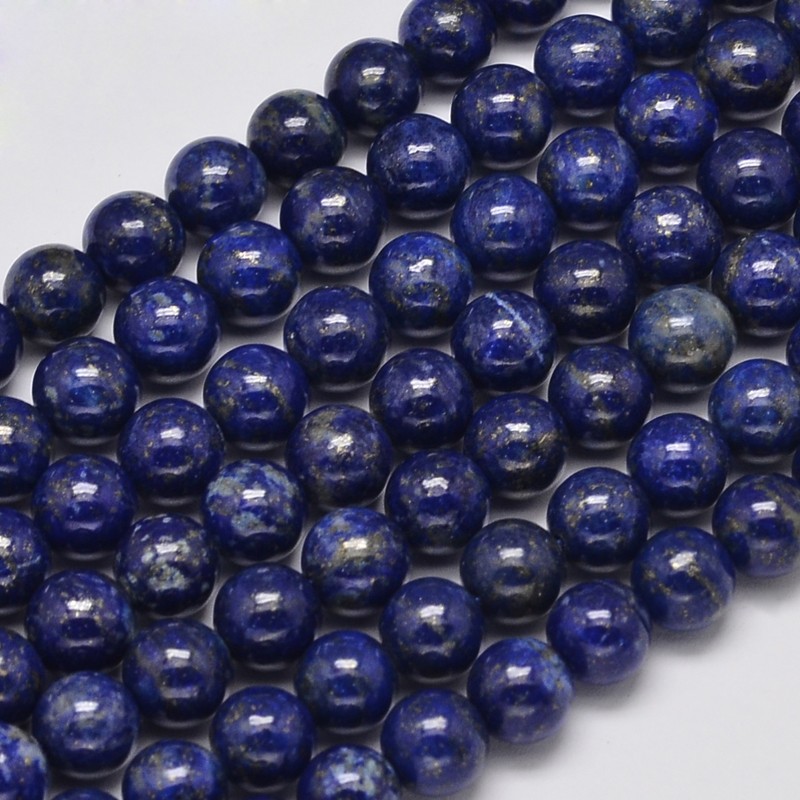 PandaHall Natural Lapis Lazuli Round Bead Strands, 8mm, Hole: 1mm; about 50pcs/strand, 15.5" Lapis Lazuli Round