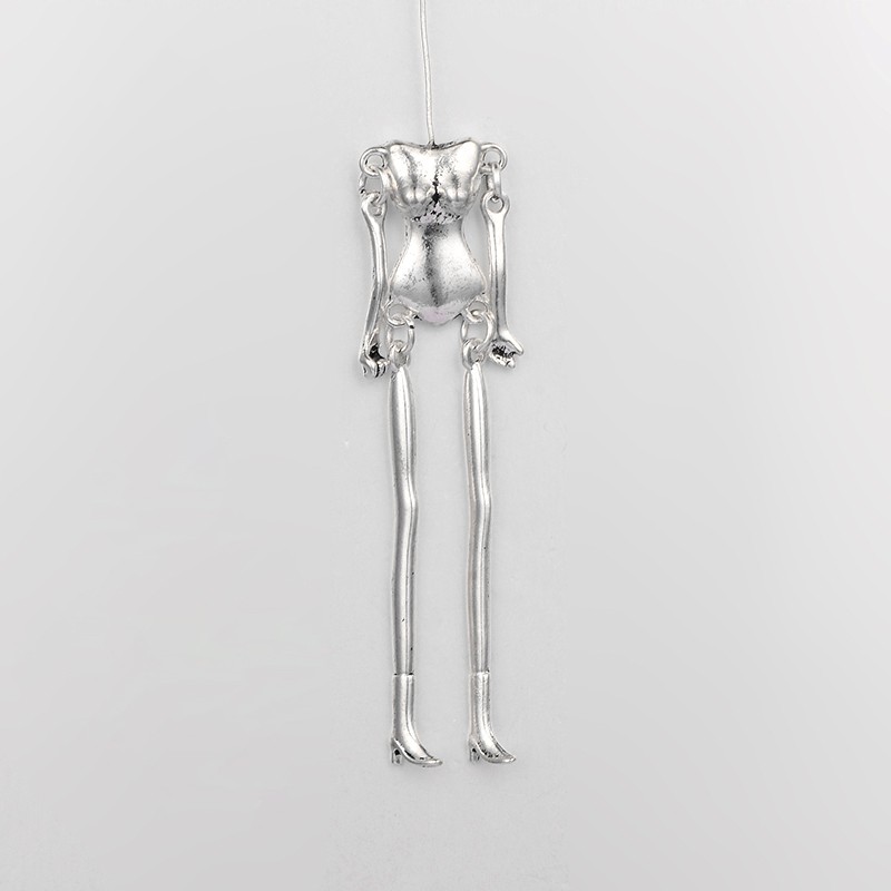 PandaHall Tibetan Style Alloy Human Body Skeleton For DIY Toy Doll Makings, Lead Free & Cadmium Free, Antique Silver, 115x18x6mm; pin: 40mm...