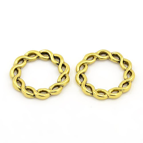 PandaHall Tibetan Silver Linking Rings, Circle Frames, Lead Free & Cadmium Free & Nickel Free, Antique Golden Color, about 20.5mm in...