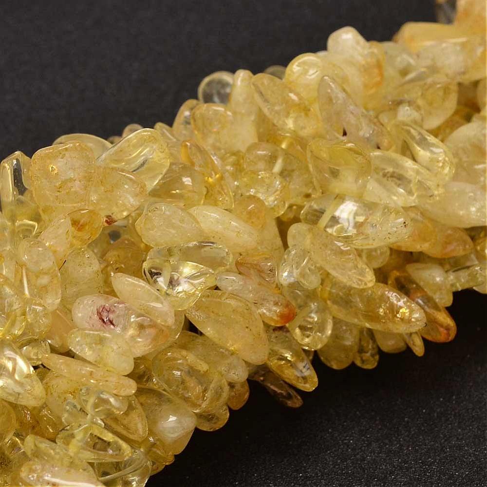 PandaHall Chip Natural Citrine Bead Strands, 8~18x3~8mm, Hole: 1mm; about 15.74" Citrine Chip