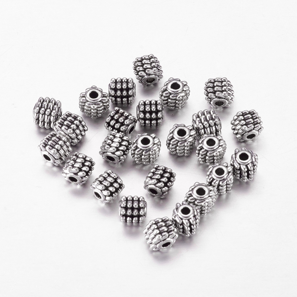 PandaHall Antique Silver Tibetan Silver Bumpy Rondelle Spacer Beads, Lead Free and Cadmium Free and Nickel Free, about 6mm wide, 5mm long...