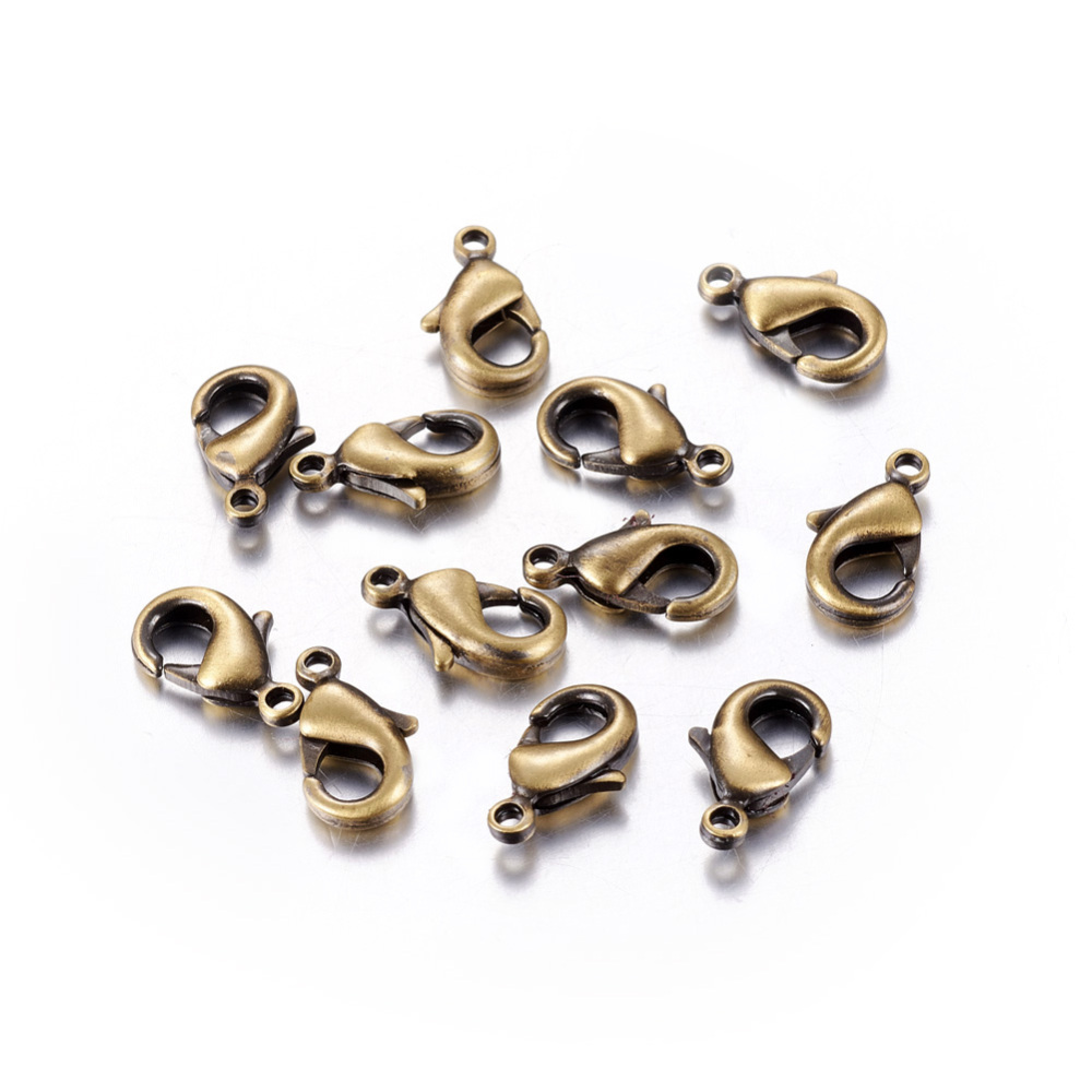 PandaHall Antique Bronze Brass Lobster Claw Clasps, 12x7x3mm, Hole: 1mm Brass Others