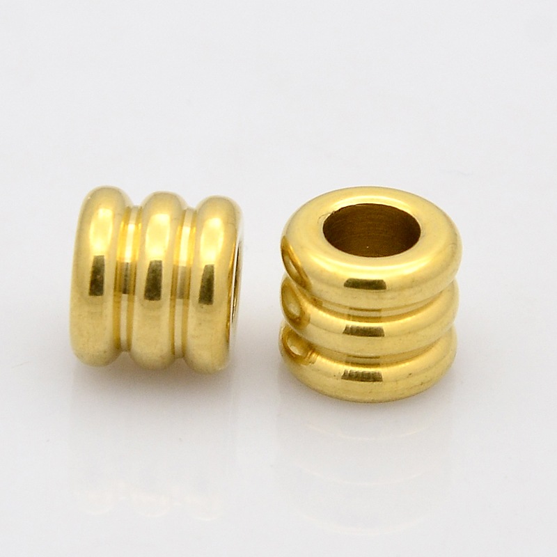 PandaHall Column 304 Stainless Steel European Beads, Large Hole Beads, Golden, 9x8mm, Hole: 4.5mm Stainless Steel Column