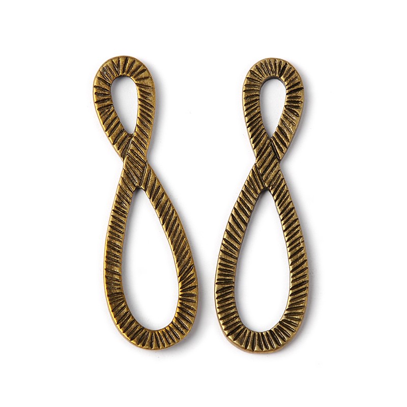 PandaHall Alloy Charms, Infinity Pendants for Jewellery Making, Lead Free and Nickel Free, Antique Bronze, about 14mm wide,  45mm long, 2mm...