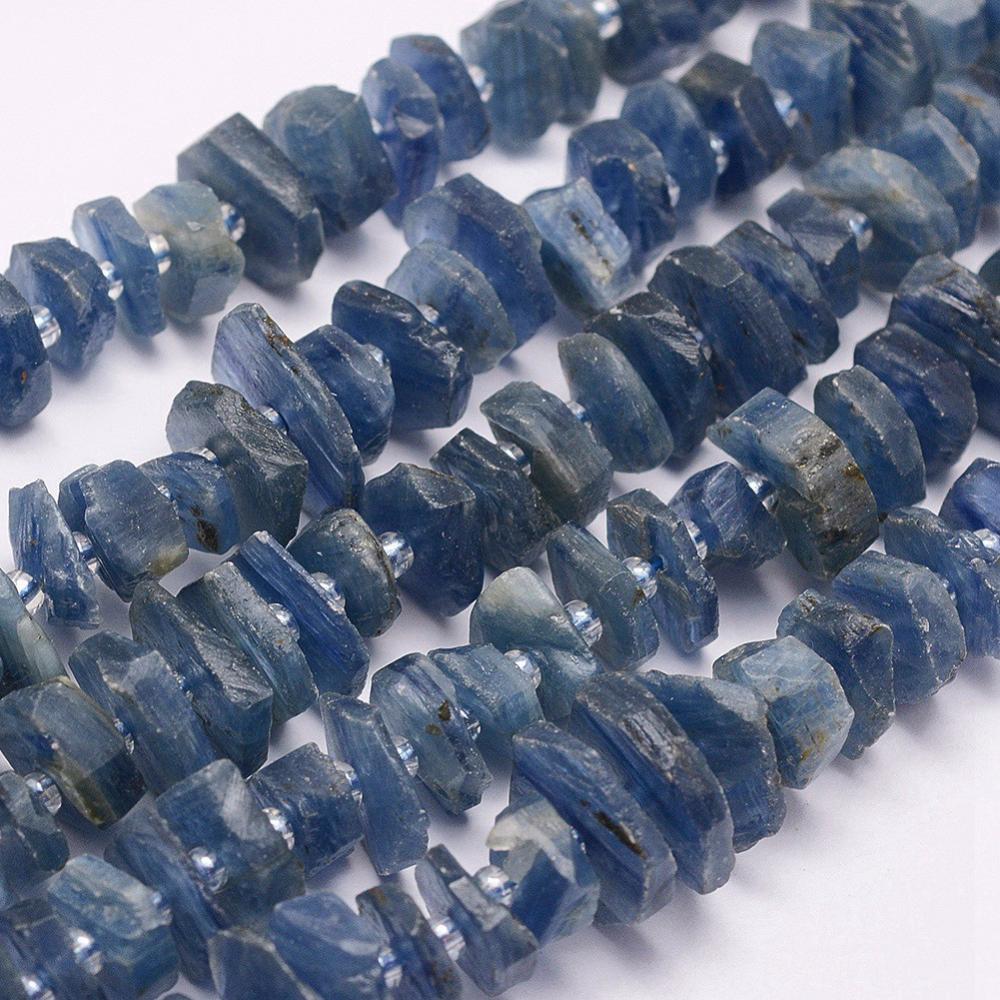 PandaHall Natural Kyanite Beads Strands, Slice, 9~18x9~18x2~5mm, Hole: 1mm; 15.7"(40cm) Kyanite Others Blue
