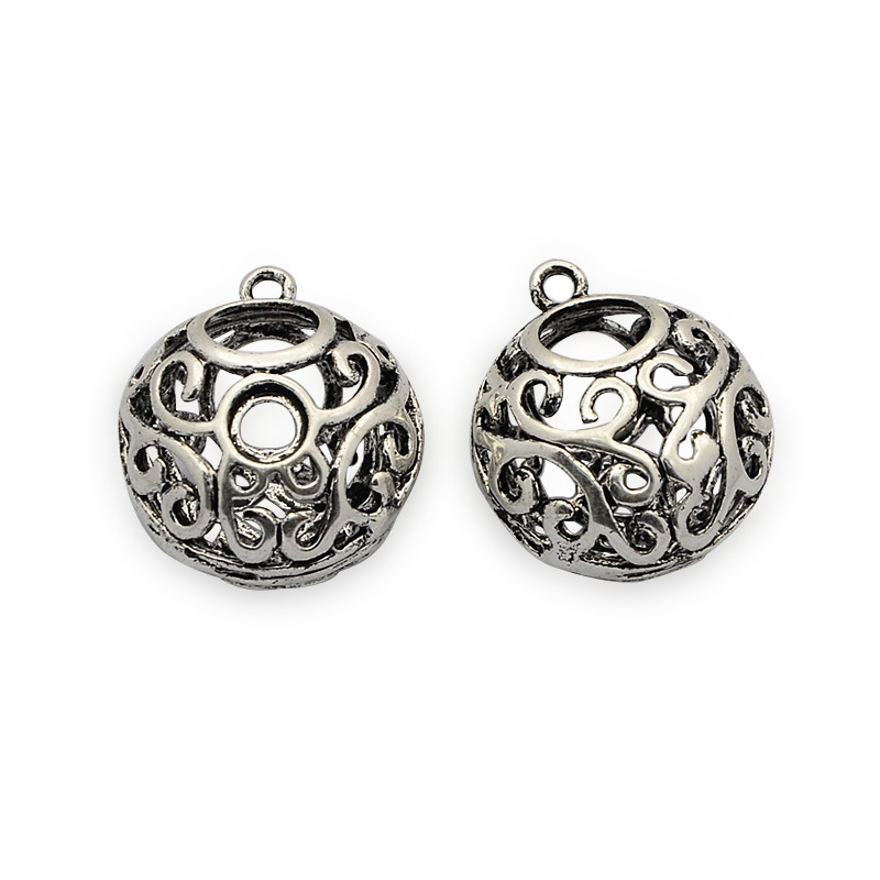 PandaHall Brass Hanger Links, Bail Beads, Rondelle, Nickel Free, Antique Silver, 22x19x14mm, Hole: 2mm, Inner Diameter: 7mm Brass Rondelle