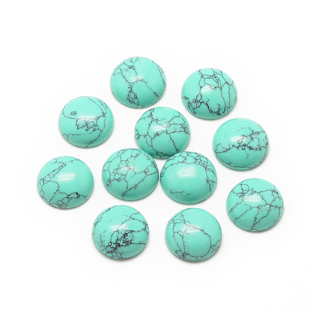 PandaHall Synthetic Turquoise Cabochons, Dyed, Half Round/Dome, 8x4mm Synthetic Turquoise Half Round