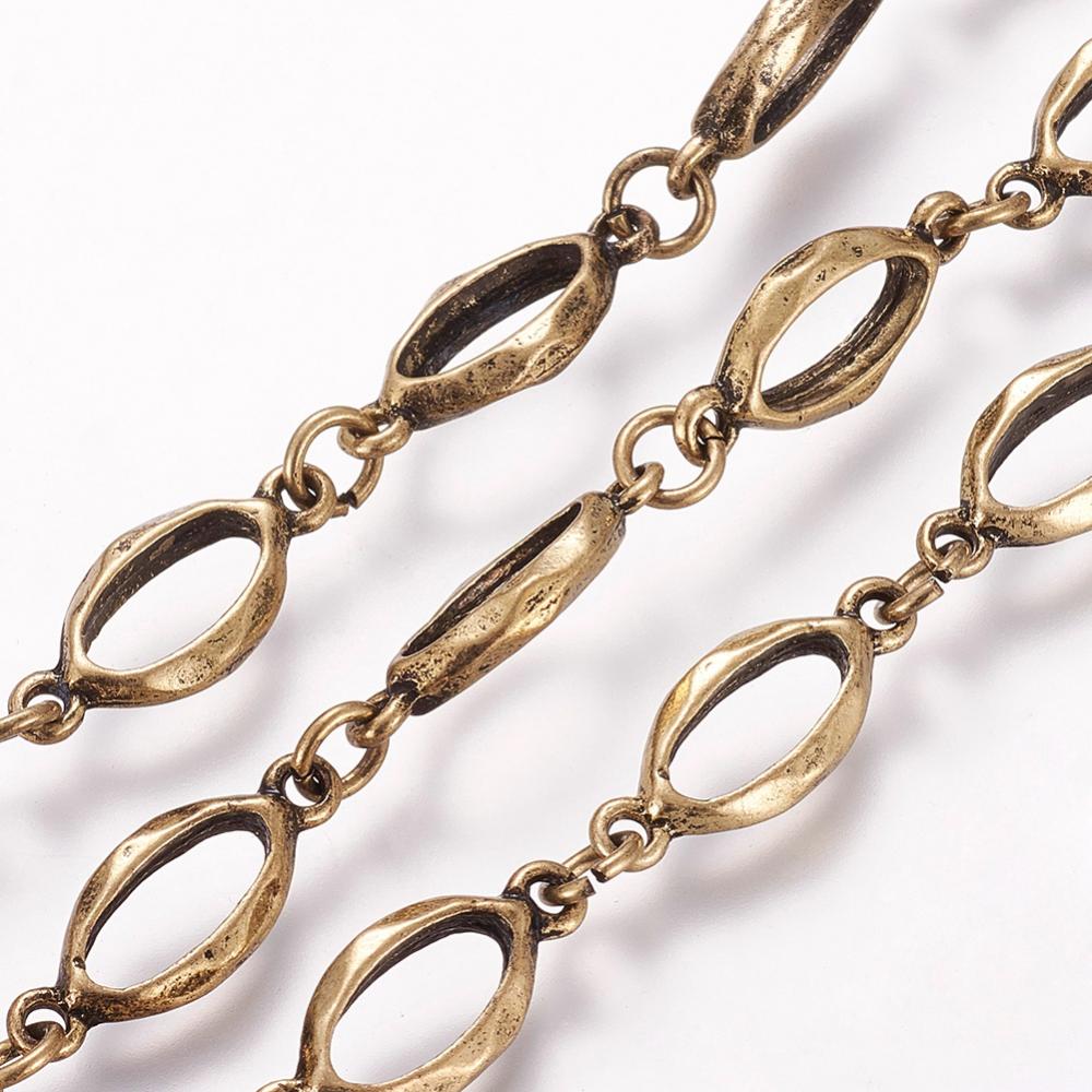 PandaHall Handmade Alloy Chain, Antique Bronze, 5.5mm; 21x8mm; 1m/strand Alloy
