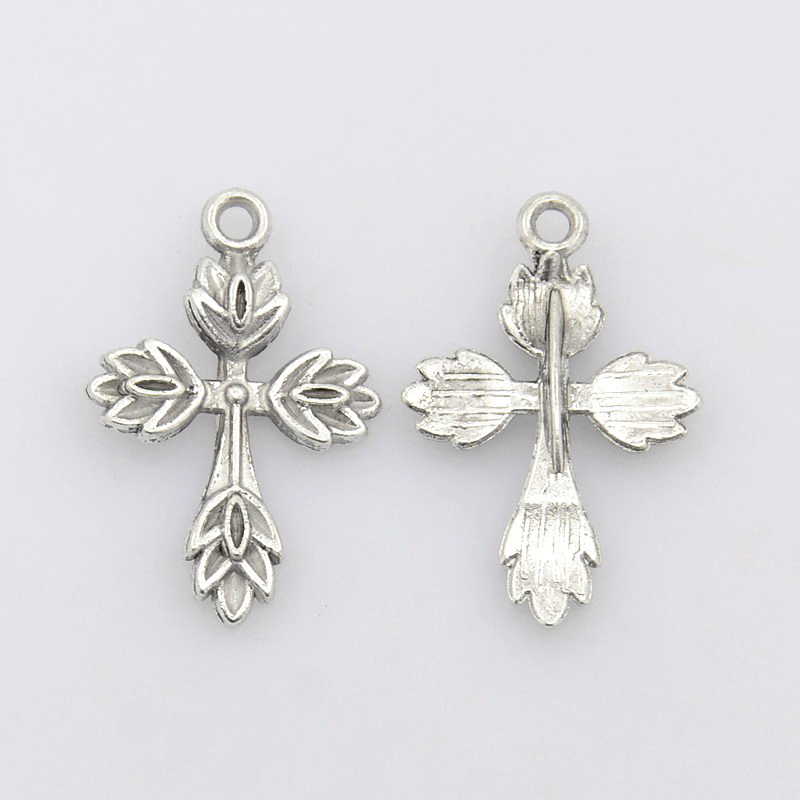 PandaHall Tibetan Silver Pendants, Lead Free & Cadmium Free, Cross, Antique Silver, about 25.5mm long, 17mm wide, 2mm thick, Hole: 2.5mm...
