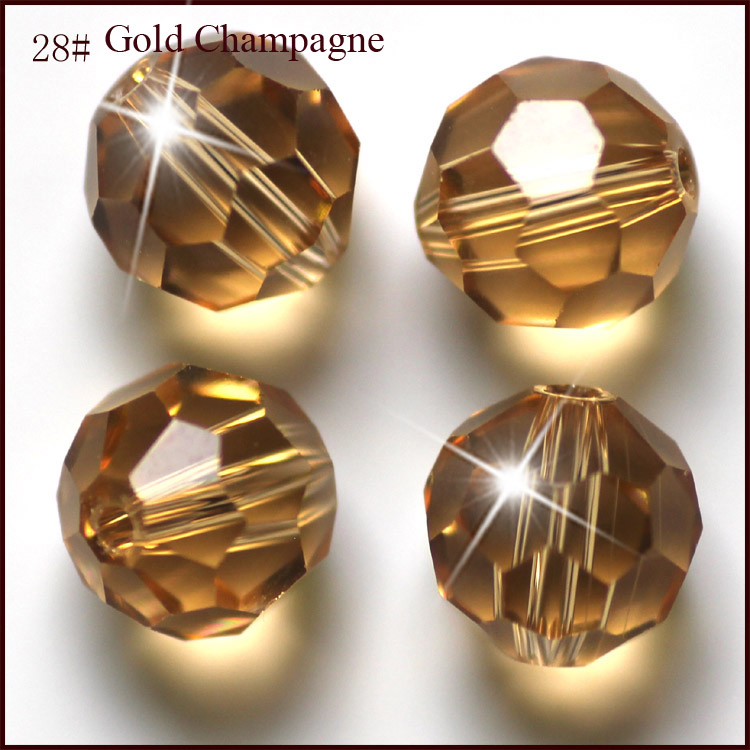 PandaHall Imitation Austrian Crystal Beads, Grade AAA, Faceted, Round, DarkGoldenrod, 8mm, Hole: 1mm Glass Round Gold