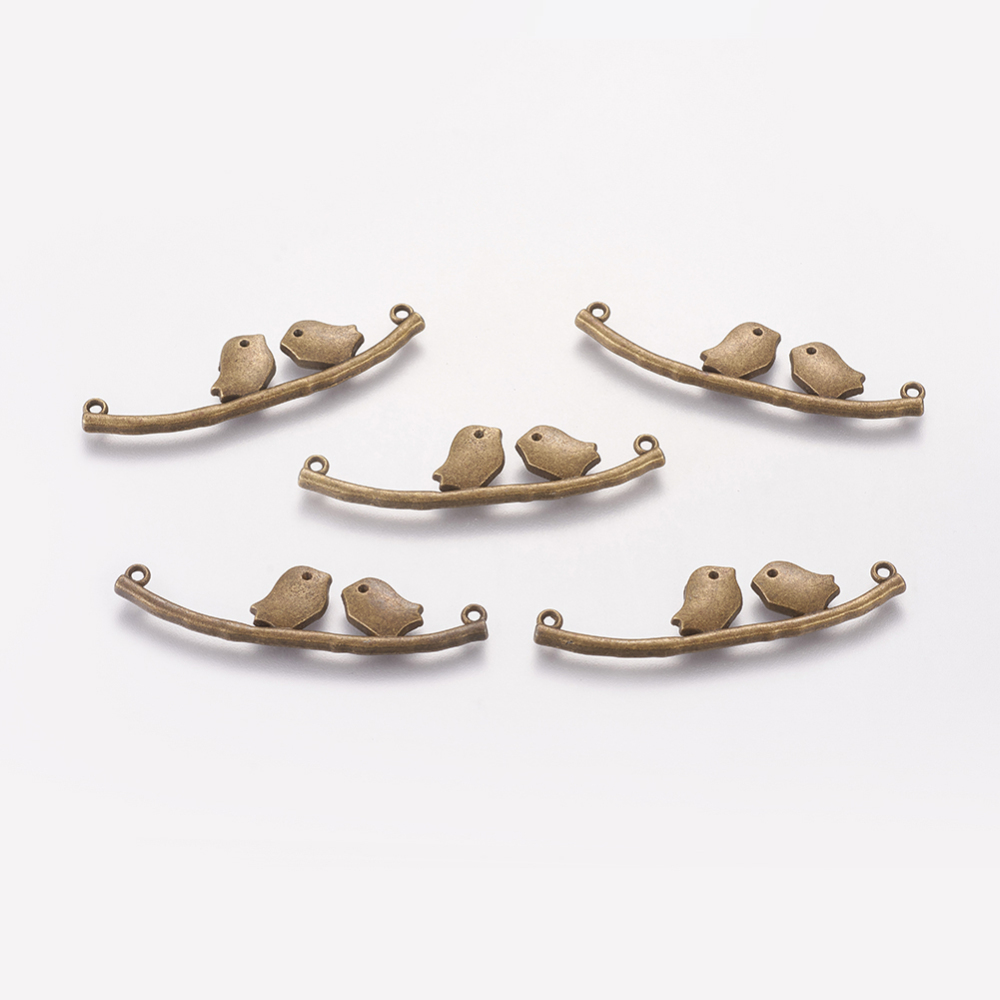 PandaHall Good Valentines Day Gifts Idea for Girlfriend Tibetan Style Links, Lead Free & Nickel Free, Branch with Bird, Antique Bronze...