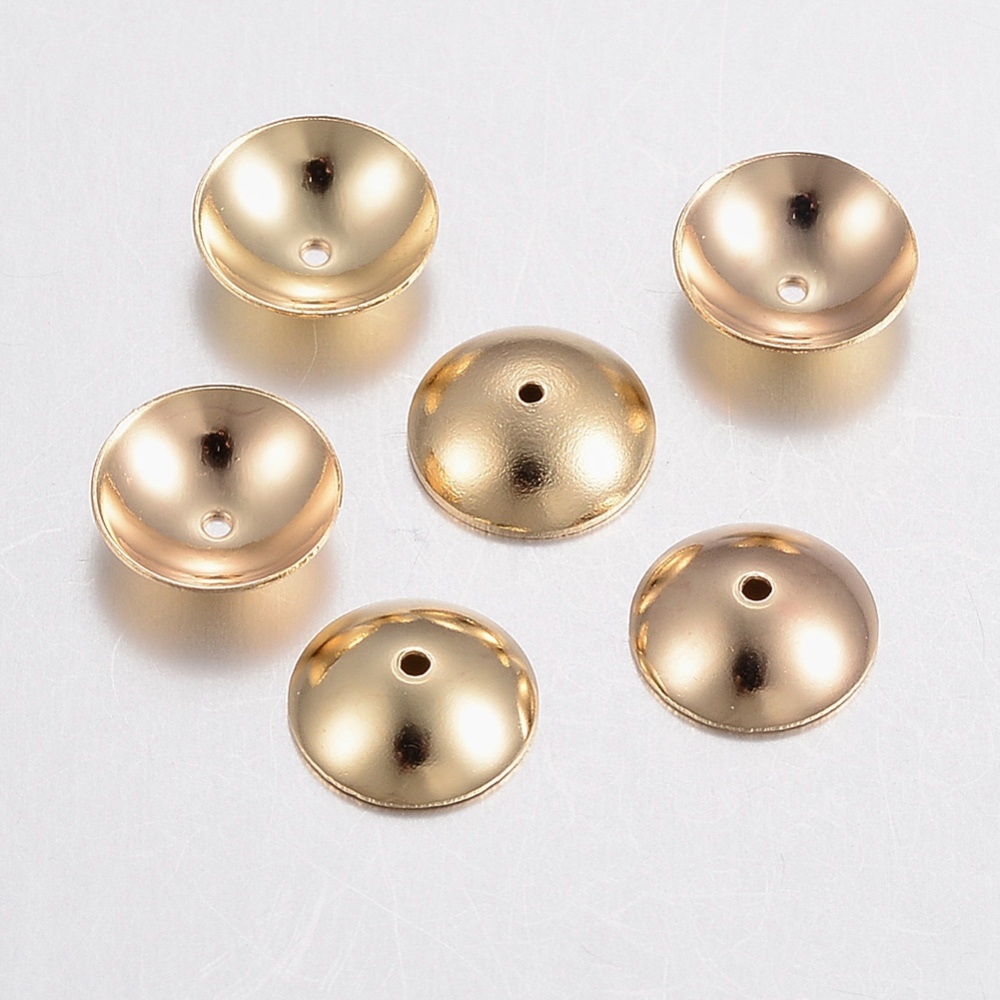 PandaHall 304 Stainless Steel Bead Caps, Apetalous, Golden, 8x2.5mm, Hole: 1mm Stainless Steel