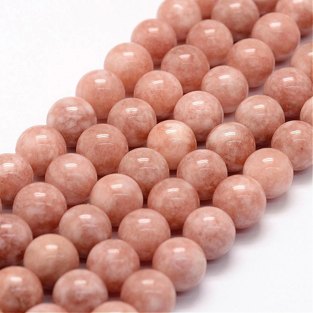 PandaHall Natural Sunstone Beads Strands, Round, 8mm, Hole: 1mm; about 48pcs/strand, 14.5" Sunstone Round Red