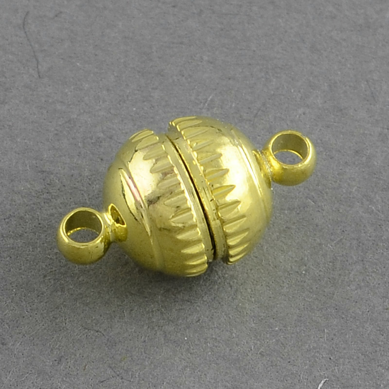 PandaHall Brass Magnetic Clasps, Golden, 14x8mm, Hole: 2mm Brass Others