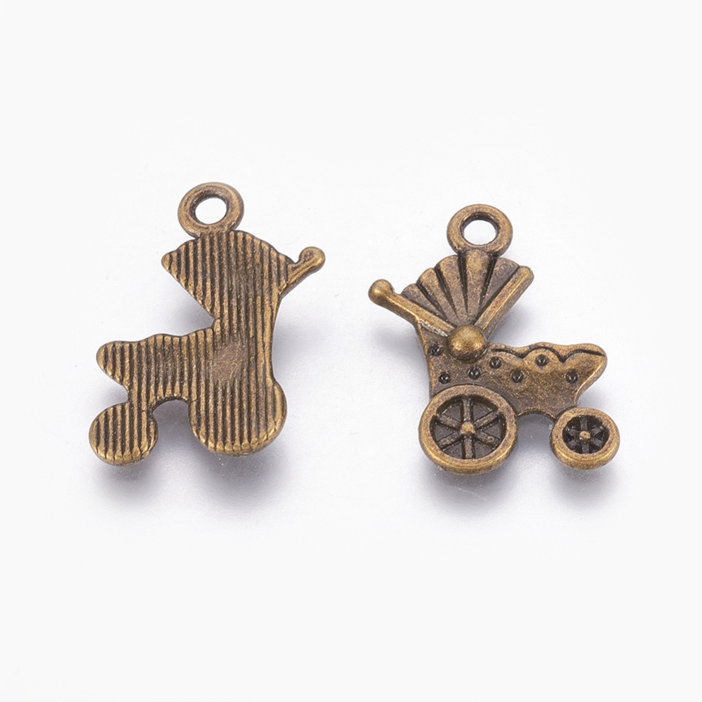 PandaHall Tibetan Silver Pendants, Lead Free,Cadmium Free and Nickel Free, Pram, Antique Bronze, about 19mm long, 12mm wide, 2mm thick, hole...