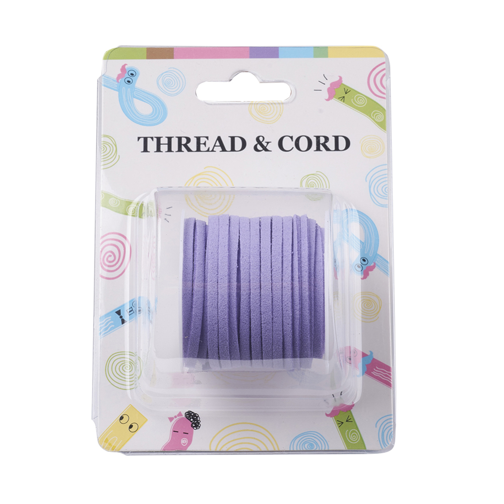 PandaHall 3x1.5mm Lilac Flat Faux Suede Cord, Faux Suede Lace, 3x1.5mm; about 5m/roll Suede Purple