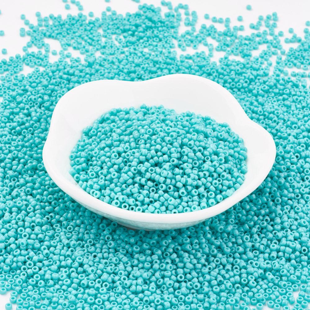 PandaHall TOHO&reg Japan Import Glass Round Seed Beads, 11/0 Opaque, Turquoise, 2x1.5mm, Hole: 0.5mm; about 933pcs/10g Glass Green