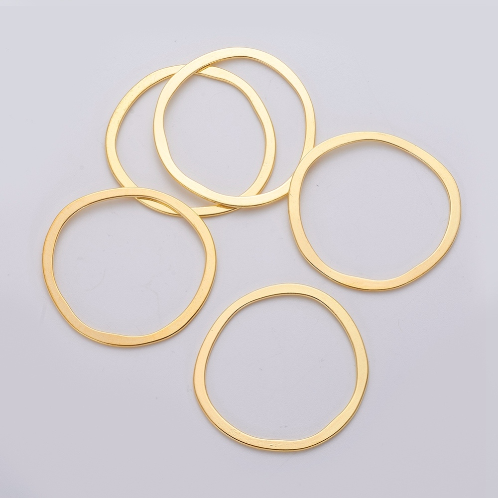 PandaHall Tibetan Style Linking Rings, Rondelle, Lead Free & Cadmium Free & Nickel Free, Golden, 51x49x1.5mm. Alloy Ring