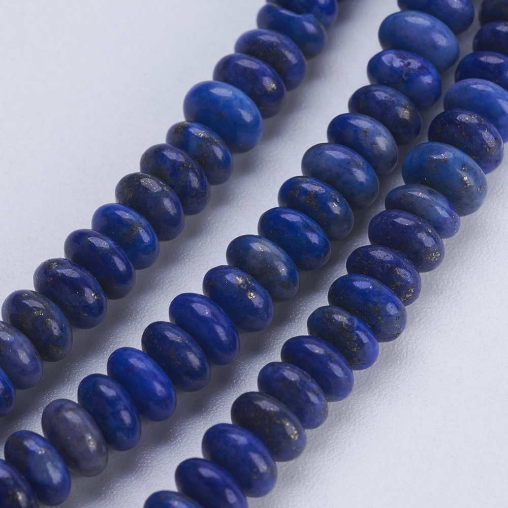 PandaHall Natural Lapis Lazuli Beads Strands, Rondelle, 4.5~5x2~2.5mm, Hole: 0.8mm; about 166pcs/strand, 15.3''(38.5cm) Lapis Lazuli...
