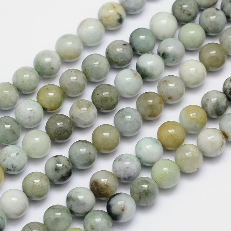 PandaHall Natural Jadeite Round Bead Strands, 10mm, Hole: 1mm; about 40pcs/strand, 15.5" Jadeite Round