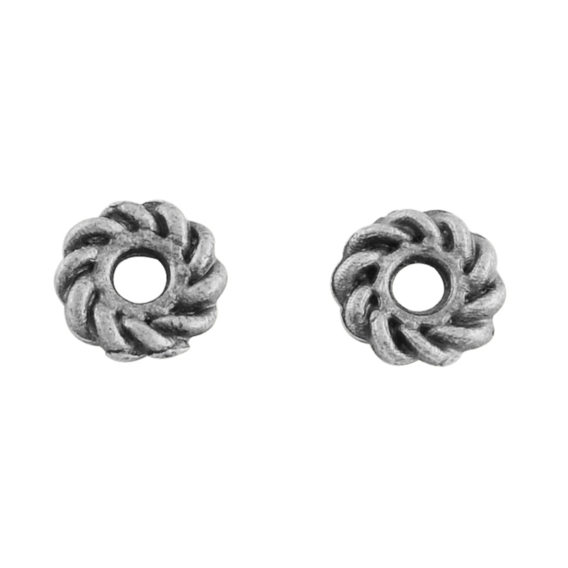 PandaHall Tibetan Style Alloy Donut Bead Spacers, Lead Free & Nickel Free, Antique Silver, 5.5x1mm, Hole: 1.5mm Alloy Donut