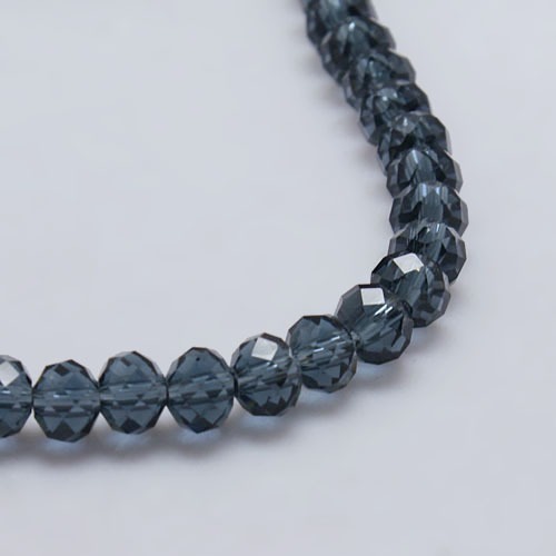 PandaHall Transparent Glass Bead Strands, Faceted, Rondelle, PrussianBlue, 6x4mm, Hole: 1mm; about 101pcs/strand, 18.5" Glass Rondelle Blue