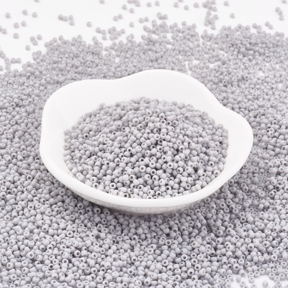 PandaHall TOHO&reg Japan Import Glass Round Seed Beads, 11/0 Matte Opaque, LightGrey, 2x1.5mm, Hole: 0.5mm; about 933pcs/10g Glass Gray
