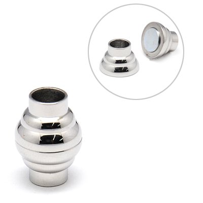 PandaHall 304 Stainless Steel Magnetic Clasps, Oval, 14x10mm, Hole: 5mm Stainless Steel Oval