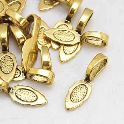 PandaHall Tibetan Style Pendants Bails, Lead Free and Cadmium Free, Glue-on Flat Pad Bails, Antique Golden, 26x8x7mm, Hole: 5x8mm; about...