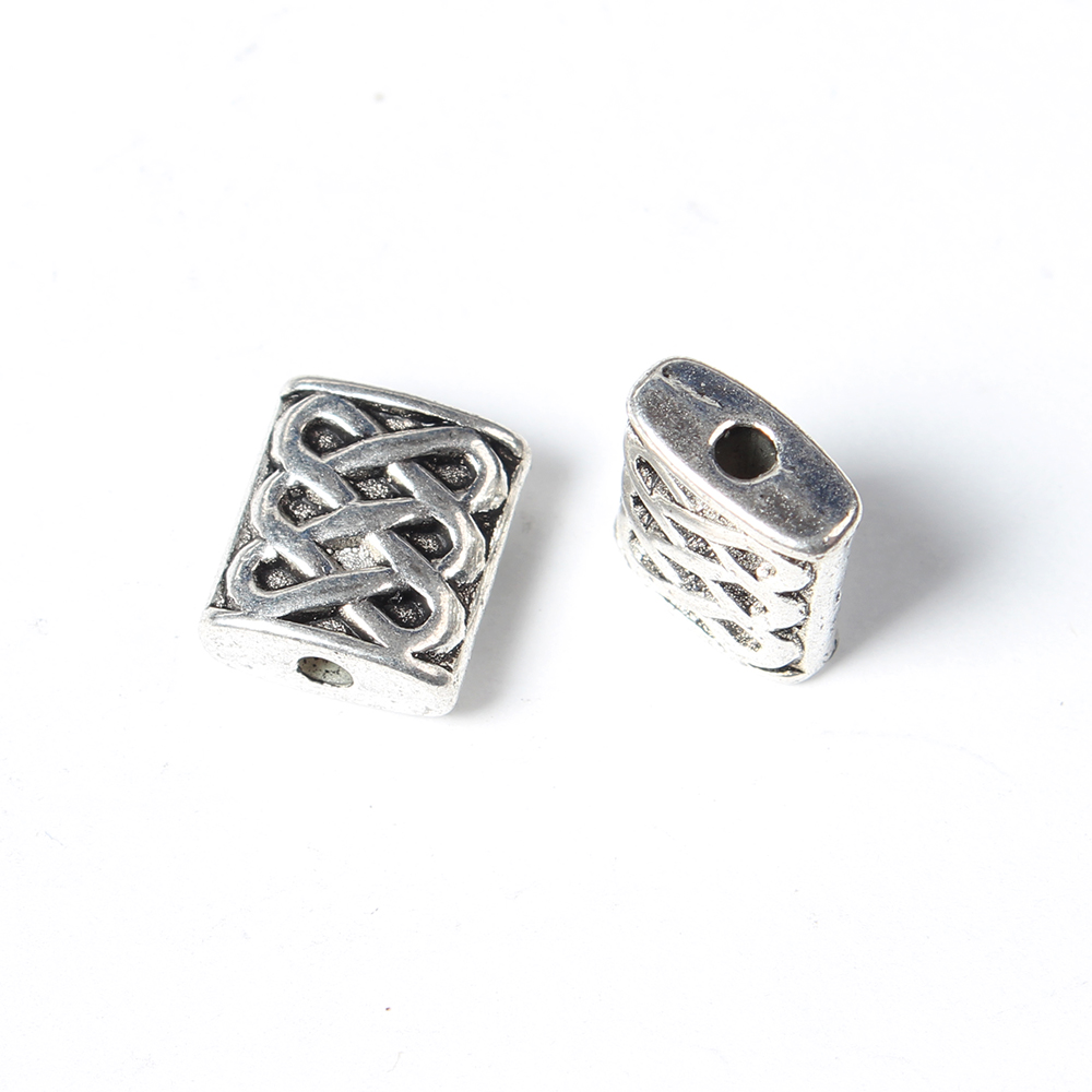 PandaHall Tibetan Style Beads, Lead Free and Cadmium Free, Rectangle, Antique Silver, about 10mm long, 9mm wide, 4mm thick, hole: 2mm Alloy...
