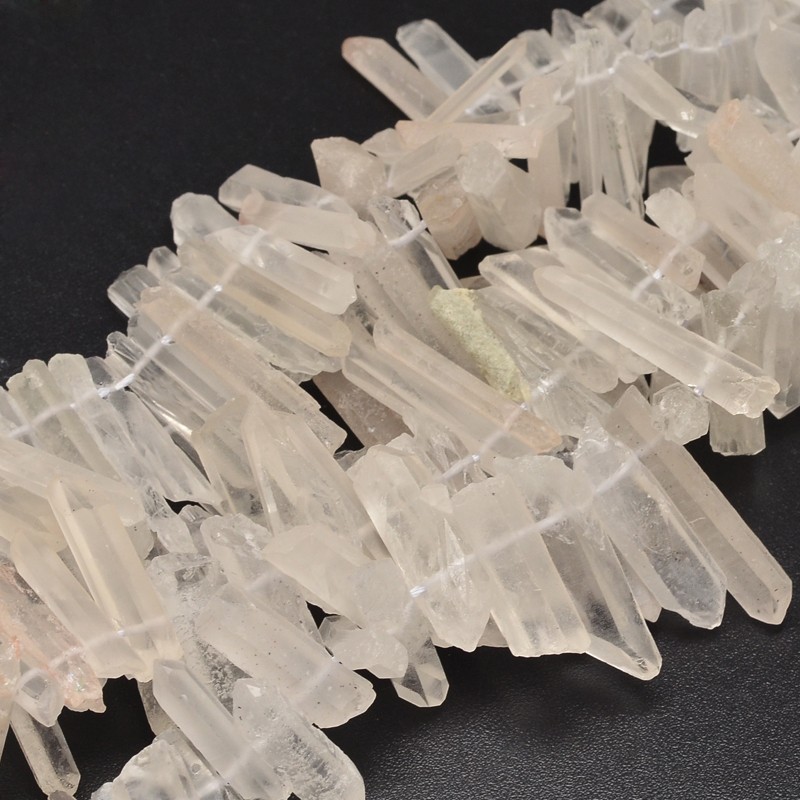 PandaHall Nuggets Frosted Natural Quartz Crystal Bead Strands, 12~40x5~8mm, Hole: 1mm; about 53~82pcs/strand, 15.5" Quartz Crystal Nuggets