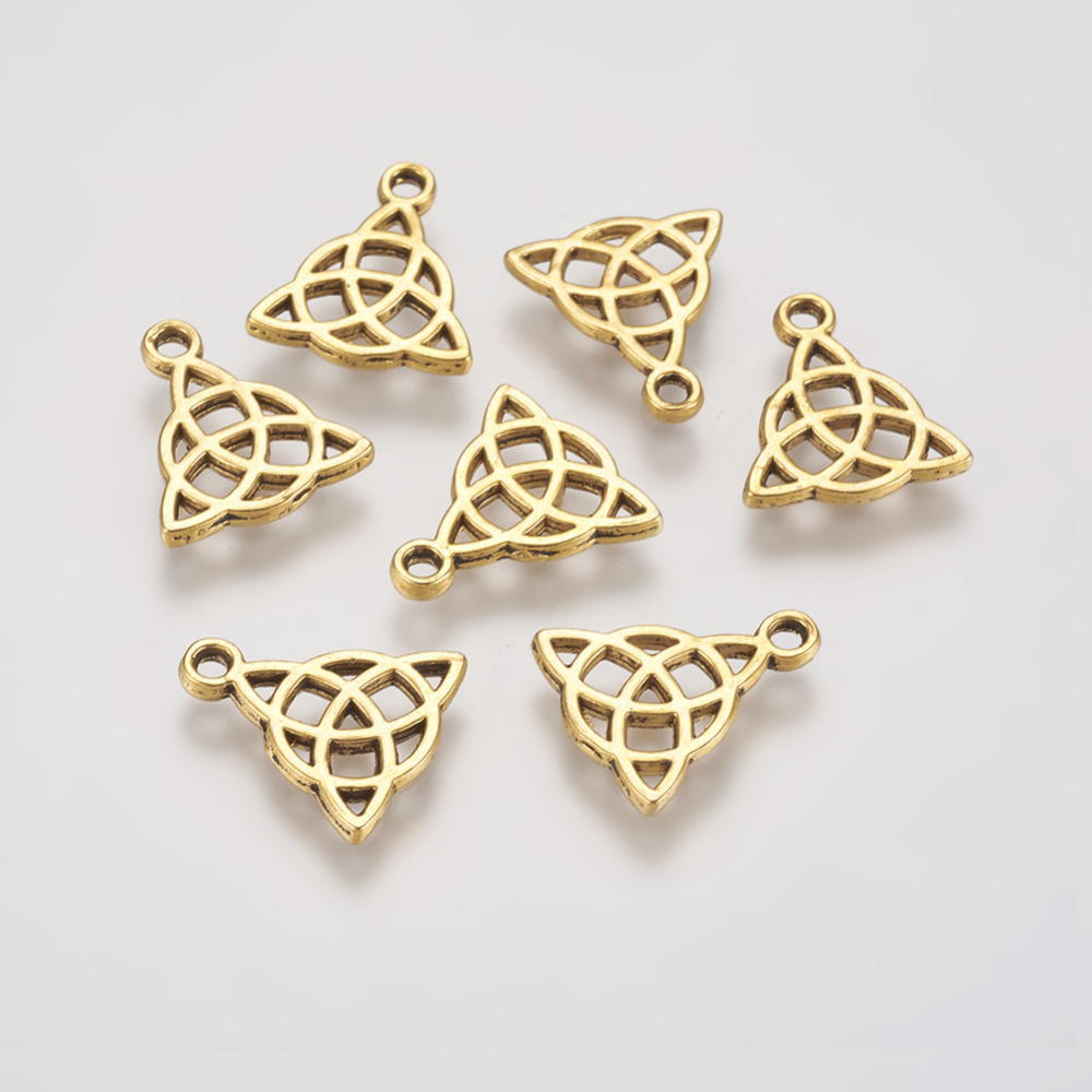 PandaHall Tibetan Style Trinity Knot Alloy Pendants, Cadmium Free & Nickel Free & Lead Free, Antique Golden, 16.5x14.5x2mm, Hole: 2mm Alloy...