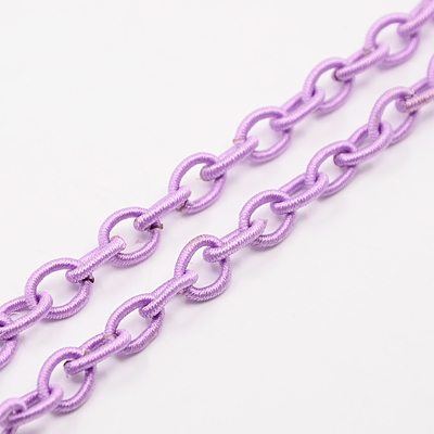 PandaHall Handmade Nylon Cable Chains Loop, Oval, Plum, 10x8x2mm, about 85cm/strand, 33.5" Nylon Purple