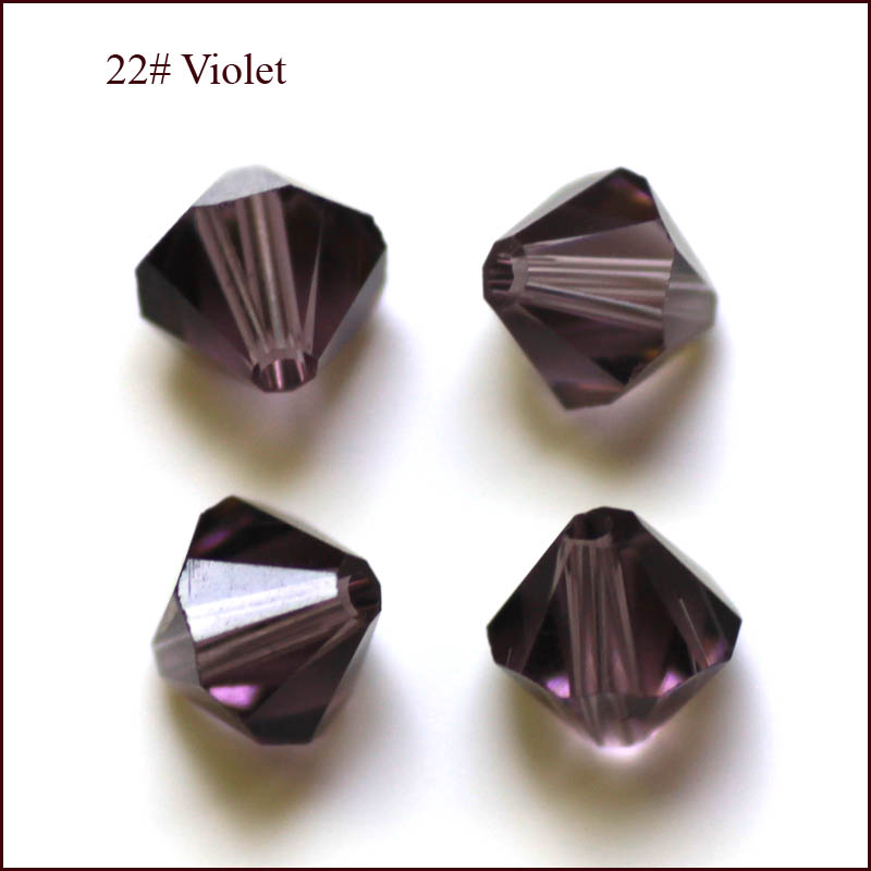 PandaHall Imitation Austrian Crystal Beads, Grade AAA, Faceted, Bicone, Purple, 6x6mm, Hole: 1mm Glass Bicone Purple