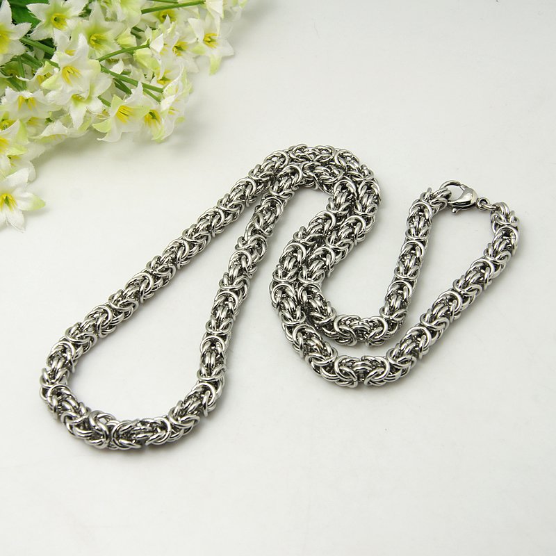 PandaHall Men's Boys Byzantine Chain Necklaces Fashionable 304 Stainless Steel Necklaces, 22.05"(56cm) Stainless Steel