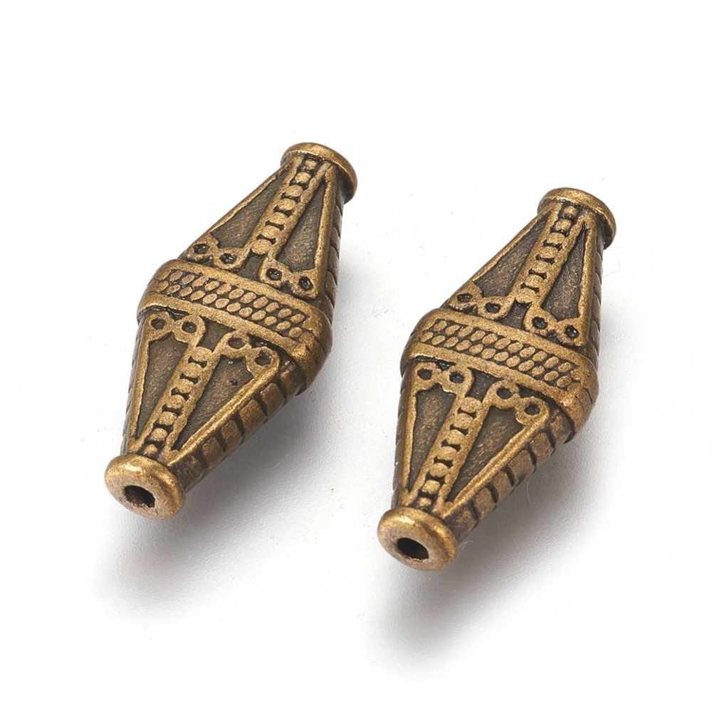 PandaHall Tibetan Silver Rhombus Beads, Antique Bronze, Lead Free & Cadmium Free & Nickel Free; 22x10x5mm, Hole: 2mm Alloy Rhombus