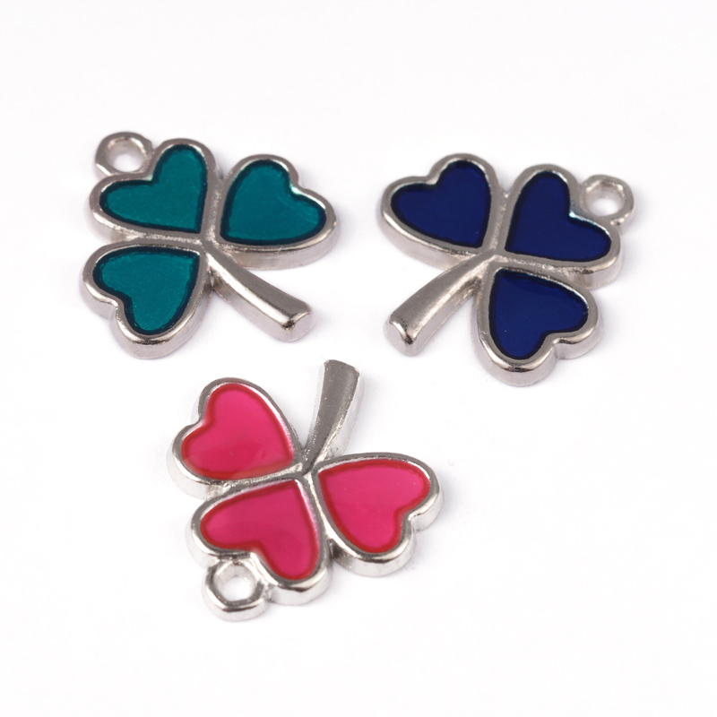 PandaHall Mixed Enamel Clover Alloy Pendants, Platinum Color, Lead Free and Cadmium Free, 20x18x2mm, Hole: 2mm Alloy+Enamel Clover...
