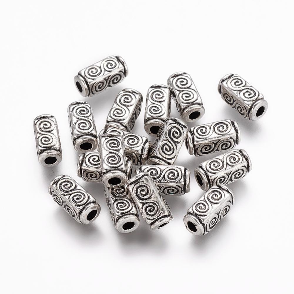PandaHall Tibetan Silver Beads, Lead Free & Nickel Free & Cadmium Free, Cuboid, Antique Silver, about 10.5mm long, 5mm wide, 5mm thick, hole...