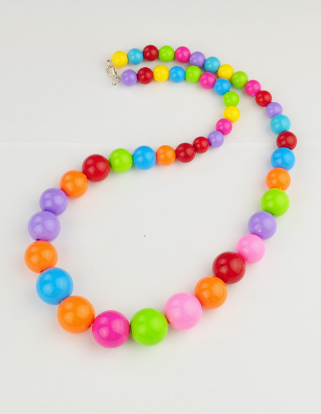 PandaHall Acrylic Beaded Necklace, Colorful, Bead: 10~20mm in diameter; 23" long Acrylic