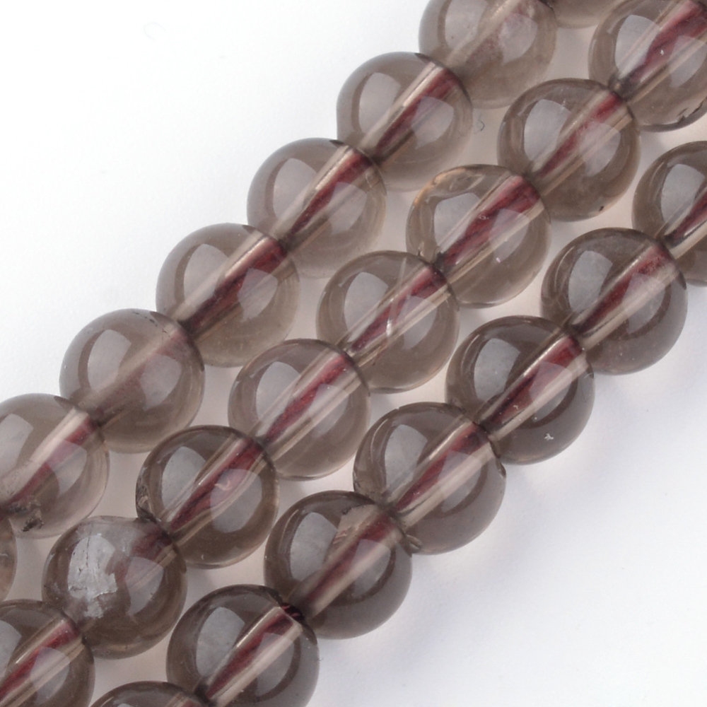 PandaHall Natural Smoky Quartz Beads Strands, Round, 6~7mm, Hole: 1mm; about 63pcs/strand, 14.96" Smoky Quartz Round