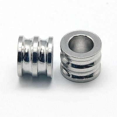 PandaHall 304 Stainless Steel Beads, Grooved Beads, Column, 10x8mm, Hole: 6mm Stainless Steel Column