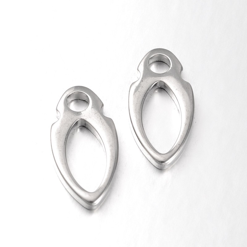 PandaHall Oval 304 Stainless Steel Pendants, Stainless Steel Color, 23.5x12x3mm, Hole: 4mm Stainless Steel Oval