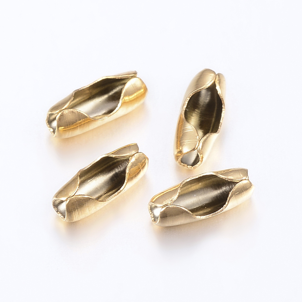 PandaHall 304 Stainless Steel Ball Chain Connectors, Golden, 7x3mm, Hole: 1.5mm; Inner diameter: 2mm Stainless Steel