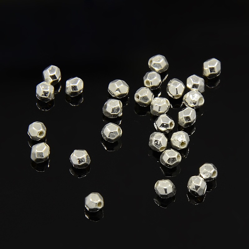 PandaHall Tibetan Silver Bead Spacers, Lead Free & Cadmium Free & Nickel Free, Faceted, Oval, Silver, about 3.5mm long, 3.5mm thick, hole...