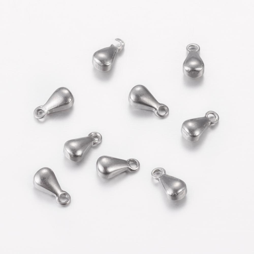 PandaHall 304 Stainless Steel Pendants, Drop, 6x3x3mm, Hole: 1mm Stainless Steel