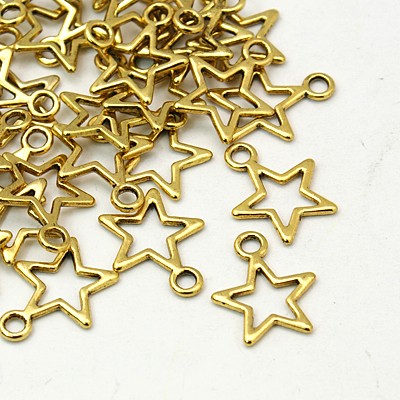 PandaHall Tibetan Silver Pendants, Lead Free,Cadmium Free and Nickel Free, Star, Antique Golden, about 14.5mm long, 12mm wide, 1mm thick...